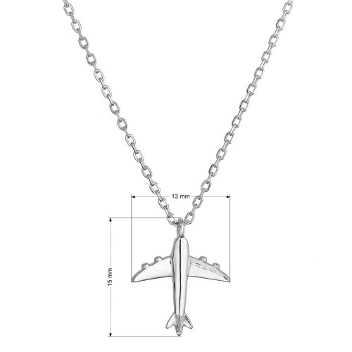Strieborný náhrdelník lietadlo