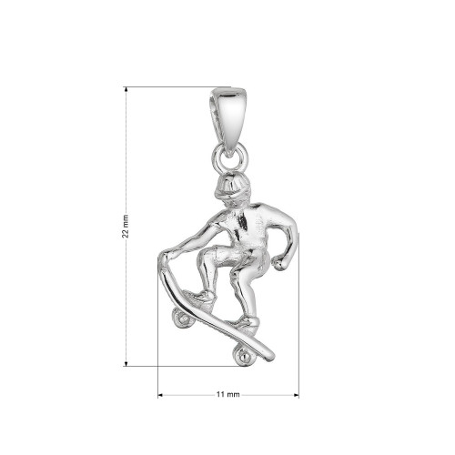 Strieborný prívesok skateboardista