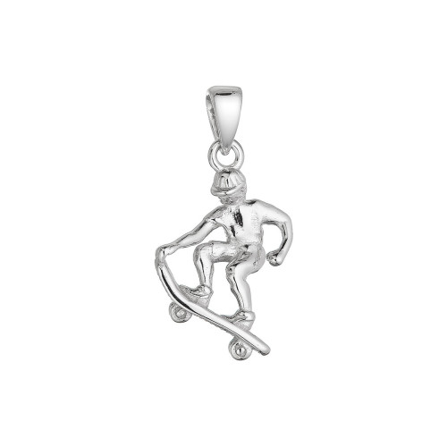 Strieborný prívesok skateboardista