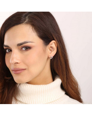 Strieborné náušnice srdiečka prekrížené