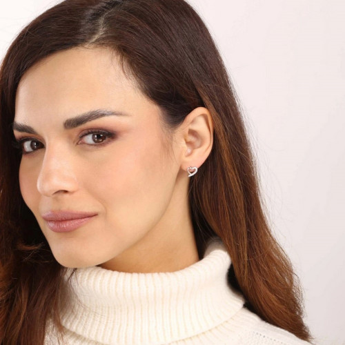 Strieborné náušnice srdiečka prekrížené