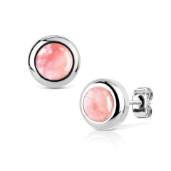 Oceľové náušnice Watermelone Quartz 8mm