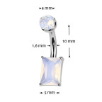 Piercing do pupku obdĺžnik - TITAN, Ruženín