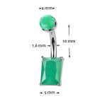 Piercing do pupku obdĺžnik - TITAN, Green Onyx
