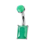 Piercing do pupku obdĺžnik - TITAN, Green Onyx