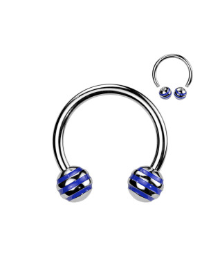 Piercing - podkova - modré prúžky