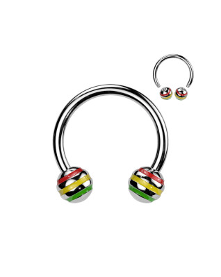 Piercing - podkova - farebné prúžky