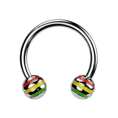 Piercing - podkova - farebné prúžky