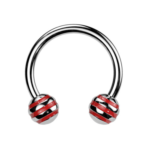 Piercing - podkova - červené prúžky