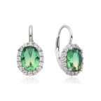 Strieborné dámske náušnice dúhovo zelenými kameňmi