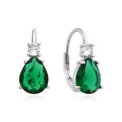 Strieborné dámske náušnice zelené kvapky