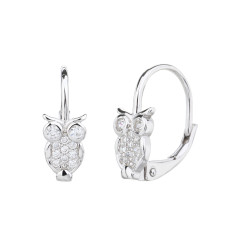 Strieborné dievčenské náušnice malej sovy