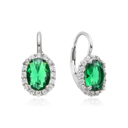 Strieborné dámske náušnice so zelenými zirkónmi