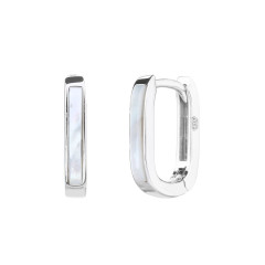 Strieborné hranaté náušnice s perleťou