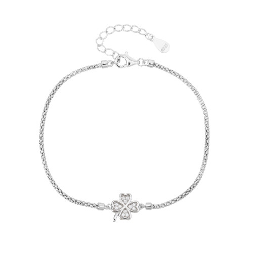 Strieborný náramok štvorlístok