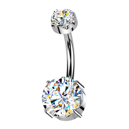 Luxusný piercing do pupku s Moissanity 2.50ct, TITAN