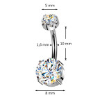 Luxusný piercing do pupku s Moissanity 2.50ct, TITAN