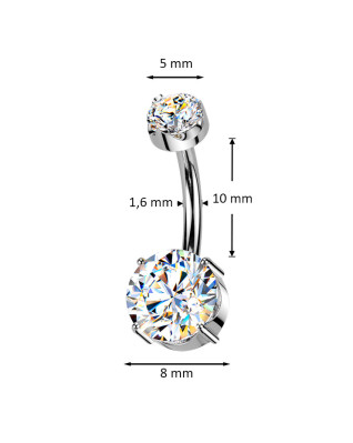 Luxusný piercing do pupku s Moissanity 2.50ct, TITAN