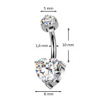 Luxusný piercing do pupku s Moissanity 2.50ct, TITAN