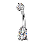 Luxusný piercing do pupku s Moissanity 1.25ct, TITAN