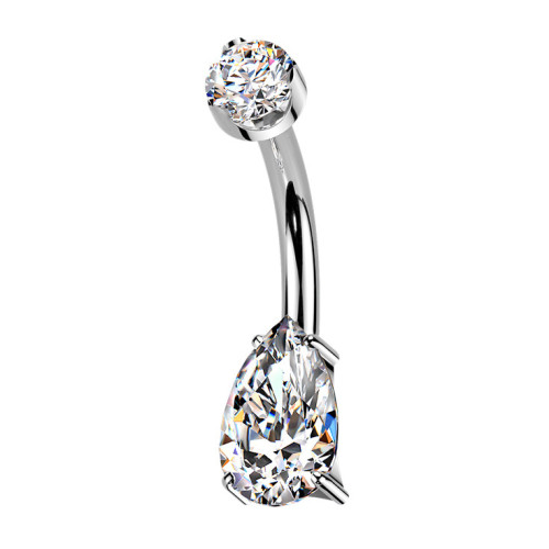 Luxusný piercing do pupku s Moissanity 1.25ct, TITAN