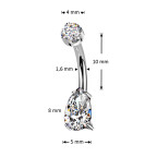 Luxusný piercing do pupku s Moissanity 1.25ct, TITAN