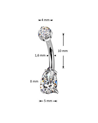 Luxusný piercing do pupku s Moissanity 1.25ct, TITAN