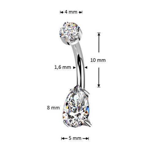 Luxusný piercing do pupku s Moissanity 1.25ct, TITAN