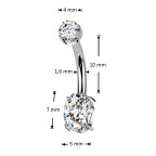 Luxusný piercing do pupku s Moissanity 1.25ct, TITAN