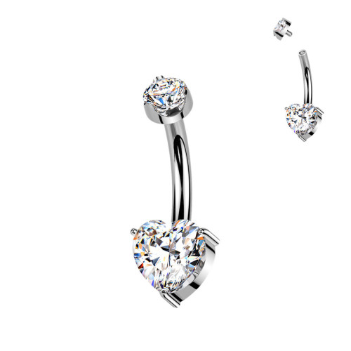 Luxusný piercing do pupku s Moissanity 1.00ct, TITAN