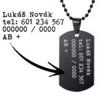 Čierna vojenská známka - dog tag + guličková retiazka