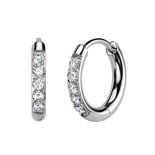 Titánové náušnice kruhy s moissanitmi, 12 mm