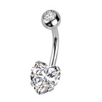 Oceľový piercing do pupku srdca