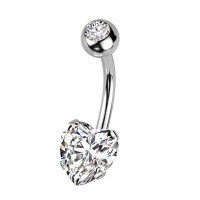 Oceľový piercing do pupku srdca