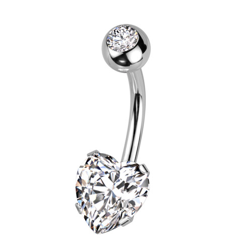 Oceľový piercing do pupku srdca