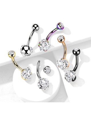 Čierny piercing do pupku srdca