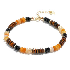 Minerálny náramok prírodný Tigrie oko, Jaspis a Čierny achát, striebro AG925