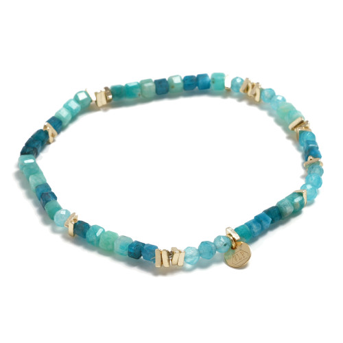 Minerálny náramok prírodný Amazonit + Jadeit, striebro AG925