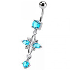 Strieborný piercing do pupku - kvietka