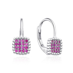 Strieborné dievčenské náušnice s ružovými zirkónmi