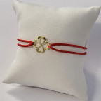 Červený textilný náramok štvorlístok, Ag 925