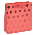 Červená darčeková taška s bodkami