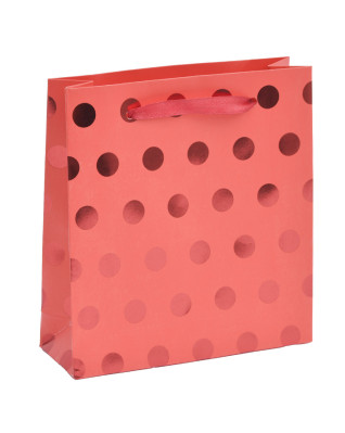 Červená darčeková taška s bodkami
