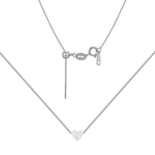 Strieborný náhrdelník srdiečko opál