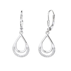 Visiace strieborné náušnice so zirkónmi