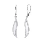 Visiace strieborné náušnice so zirkónmi