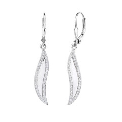 Visiace strieborné náušnice so zirkónmi