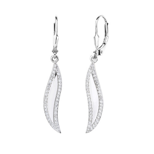 Visiace strieborné náušnice so zirkónmi