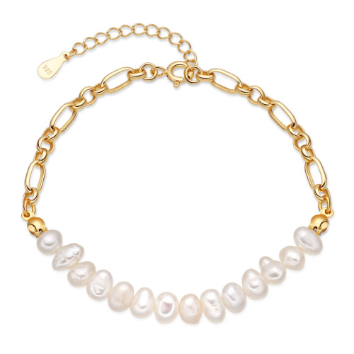 Strieborný náramok s prírodnými perličkami