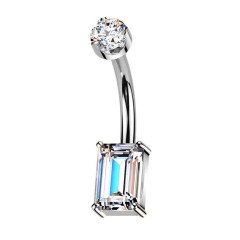 Luxusný piercing do pupku s Moissanity 1.25ct, TITAN